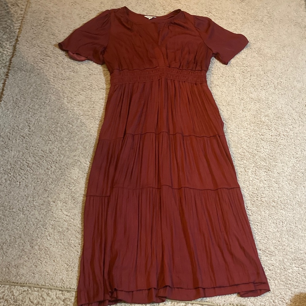 Destination Maternity Rust Red Tiered Maxi Dress